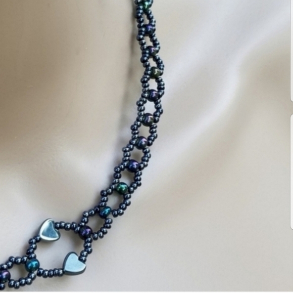 VINTAGE CARNIVAL GLASS SEED BEAD COLLAR NECKLACE - Picture 3 of 5
